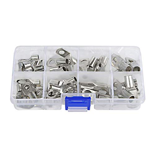 Jinzuke Kit 60PCS / Set Terminali Nudi in Rame stagnato Occhiello Guarnizione del Legare Connettori Bare Via Cavo a pressare/Saldato Terminal Assortiti