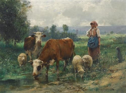Cuadro de lienzo la pastorella con il suo gregge póster artístico de 60x90cm para salón