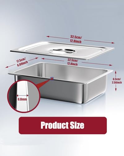 Buudreza Panierschalen Set 3-teilig, GN 1/3 Behälter, 32,5 x 17,5 x 6,5 cm Panierset für Koteletts, Gastronormbehälter Edelstahl mit deckel, Schnitzel Fleisch Fisch - Metall Panierstraße rechteckig – Bild 7