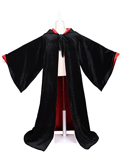 Velvet Wizard Robe with Satin Lined Hood and Sleeves