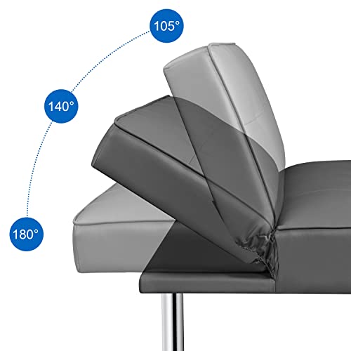 Yaheetech 3er-Sofa Couch Schlafsofa Bettsofa Klappsofa mit Schlaffunktion, Kunstleder, grau