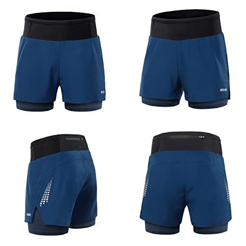 Shorts de ciclismo,KKcare Calções de corrida masculinos 2 em 1 calções desportivos de cintura alta c