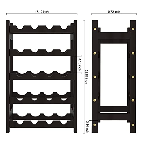 Purbambo 20-Bottle Wine Rack Freestanding Floor, 5-Tier Bamboo Wine Display Rack Storage Shelf With Table Top For Kitchen Dining Room Bar Cellar #TOP6