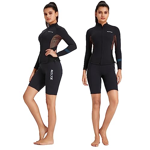 ZCCO Wetsuits Top Jacket 1.5mm Neoprene Suits Women Men Wetsuit Jacket Long Sleeve Dive Scuba Wet Suit Shirt Front Zip Wetsuits Shirts Vest for Spearfishing,Snorkeling,Surfing (women-black - Image 4