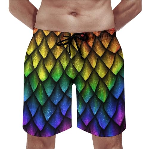 Short de bain homme écaille arc-en-ciel pour la plage