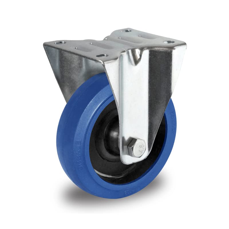 Produktbild von Rollensatz – 2 Lenkrollen + 2 Bockrollen, Ø 80 Mm, Elastik-Lauffläche Blau, Mit Rollenlager, Für Cases & Soundanlagen