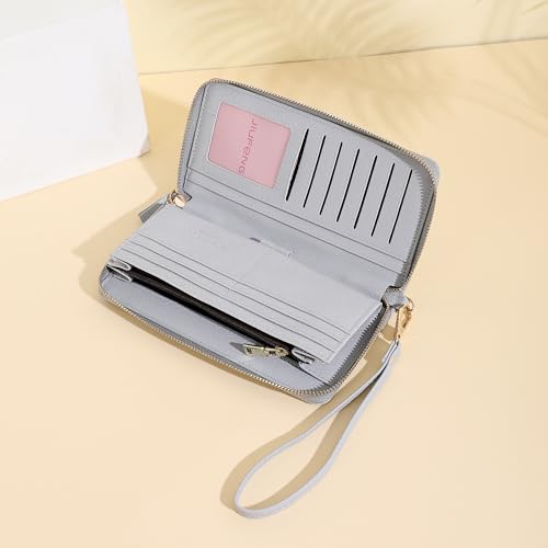 JIUFENG Women Long RFID Blocking Wallet Large Capacity Zipper Wristlet Purse Card Holder Cellphone Bag Fashion Clutches4