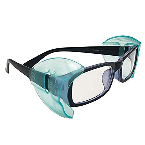 Safety Eye Glasses Side Shields,Slip On Clear Side Shields for Safety Glasses Fits Medium to Large Eyeglasses Frames 2 Pairs Blue