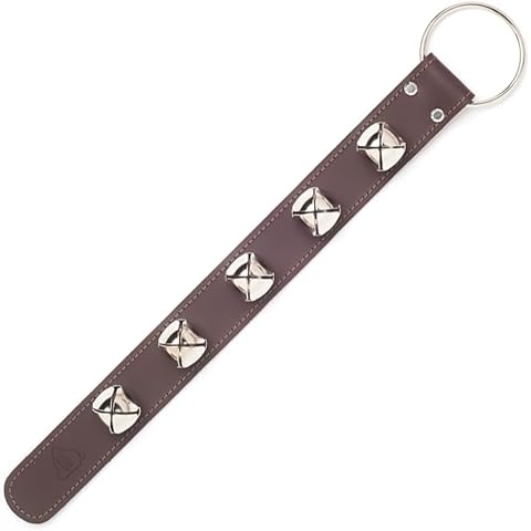 Bevin Bells Leather Sleigh Bell Strap | Five (1 ½”) Bells | Brown/Nickel | Door Hanger | Dog Potty Training Bell | Made of Steel | Christmas Holiday Decoration | Sturdy Hanging Loop | Made in CT, USA Cover
