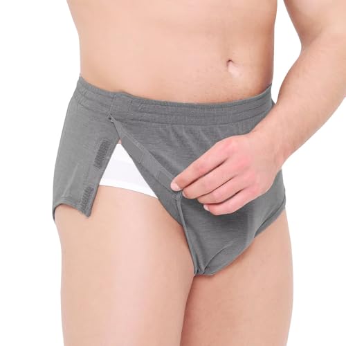 Mens Post Surgery Tear Away Underwear Surgical Recovery Fully Open Adaptive Underwear With Hook and Loop Fastener