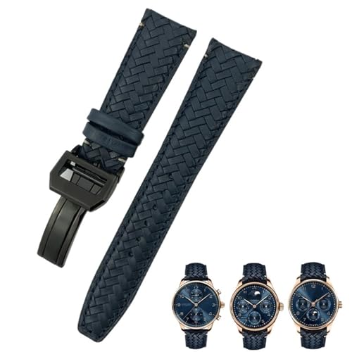 Bracelet en cuir tissé IWC Portofino bleu pour le quotidien