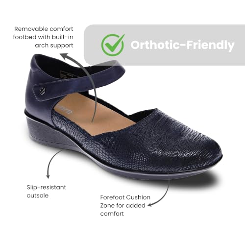 Image of Revere Osaka Mary Jane - Premium Leather - Orthotic-Friendly Removable Insoles - Adjustable Strap - Arch Support - Stylish Wedges for All-Day Comfort