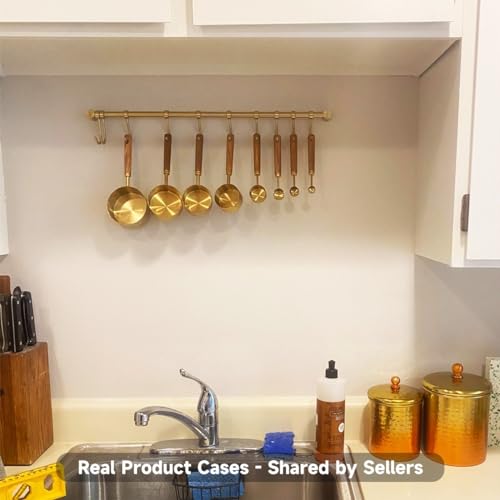 Okepoo 304 Stainless Steel Kitchen Utensil Hanger - 30 Inch Wall Mount With 15 Noiseless Sliding Hooks, Pots And Pans Hanging Rack thumb #4