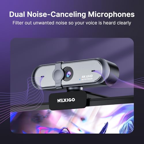 Image of NexiGo N660P Pro 4K Webcam with Distortion-Free Lens, 1080p 60 fps Autofocus USB Streaming Camera, 3DNR, Noise-Canceling Mics & Privacy Cover, Web Cam for Gaming /Live Streaming /PC /Mac /Switch 2, Black