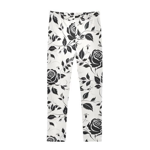 Girls' Leggings Flowers Floral Black Kids Yoga Tights Pants 1 Pack 20851595