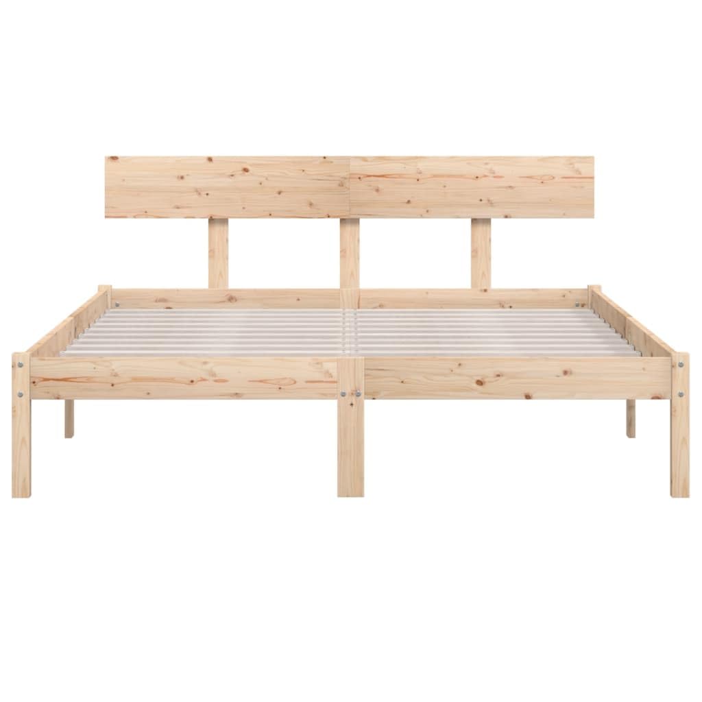Marco de cama sin colchón de madera maciza (160 x 200 cm, cama de plataforma con soporte de listones de montaje fácil para dormitorio, adultos -C