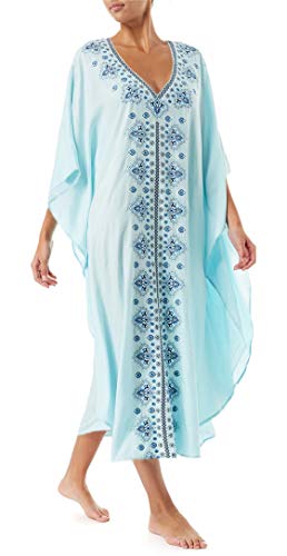 FSMO Damen Elegante Strandponcho Ethnischer Druck Lose Kaftan Smock Sommer Maxikleid