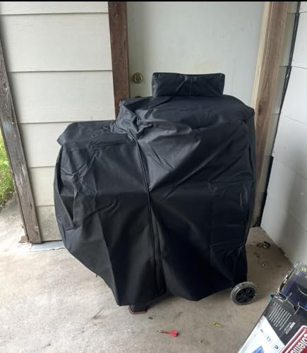 Image of ZJYWSCH Grill Cover for Pit Boss Phoenix 376 Kettle Grill Onyx Edition PB22KNX 600D Heavy Duty Weather Resistant PitBoss Phoenix Kettle Pellet Charcoal Grill Smoker Cover Waterproof