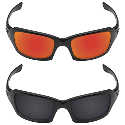 Image of Galvanic Replacement Lenses for Oakley Fives Squared | Fives Squared Asian Fit | Fives 3.0 Sunglasses - Ruby + Black Polarized - Combo Pack