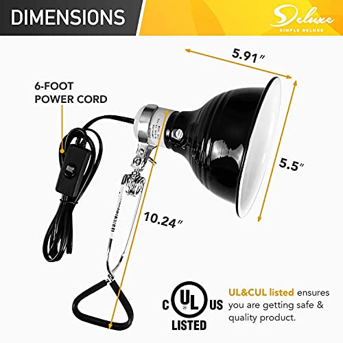Simple Deluxe PTCLAMIN50DMLTSCTRLV2 50W Reptile Ceramic Heat Bulb No Light Emitting With 5.5 Inch 60W Dome Light Clamp Lamp Fixture And Digital Thermostat Controller thumb #1