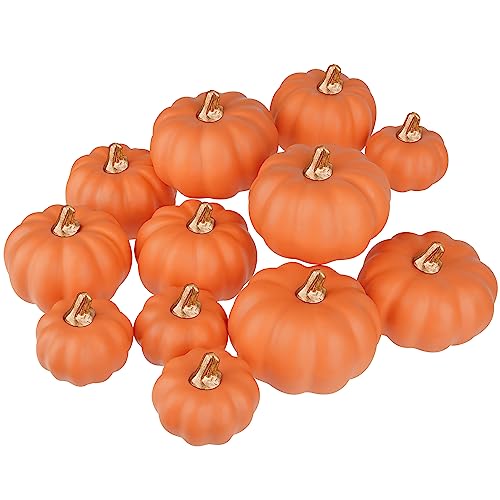 3-teiliges Kürbis Deko Set - Gestrickte Herbst Dekoration In Orange, Grau, Weiß