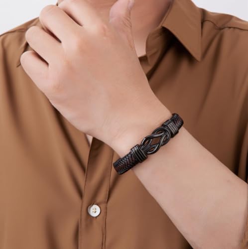 Pulsera para hombre cuero trenzado 8.2 pulgadas miniatura 2