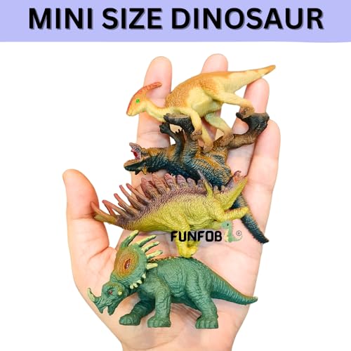Image of FUNFOB Dinosaur Toy Figure | Mini Size | Height -6cm Dinosaur Toys for Kids & Adults PVC Multicolour |Set C Tiny Dino Pack of 4