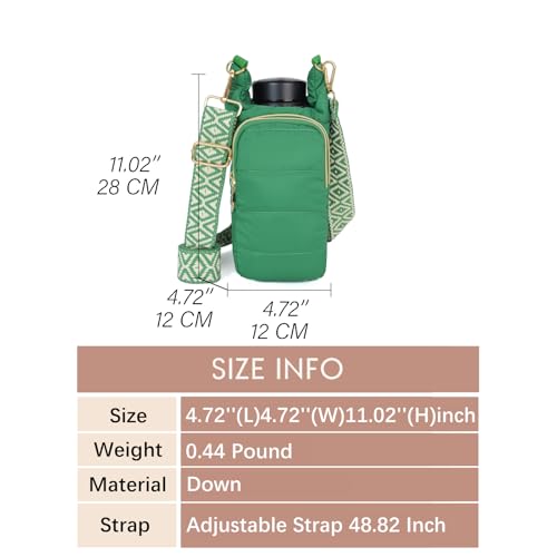 Image of KAMEILONG Puffer Water Bottle Holder Quilted Sports Pouch Bag with Adjustable Shoulder Strap Flask Sling Bag