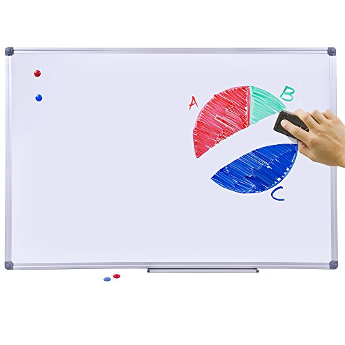 36 x 24 inch Magnetic Dry Erase Board, DexBoard Mall-Mounted Aluminum Frame White Board with Pen Tray, Dry Erase Marker Whiteboard for Office, School and Home Usage