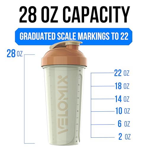 VELOMIX -2 Pack- 28 oz Protein Shaker Bottles for Protein Mixes - 2x Wire Whisk | Leak Proof Shaker Cups for Protein Shakes | Protein Shaker Bottle Pack | Shakers for Protein Shakes-Mixed Color image 5