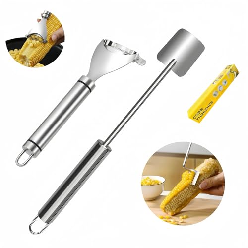 2 Pcs Stainless Steel Corn Peeler and Stripper Tool Set, Ideal Gadget Tool for corn on the cob BCMON
