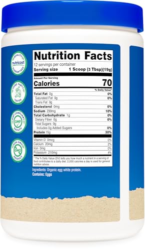 image for Nutricost Organic Egg White Protein Powder 8oz (Unflavored) - 15 Grams