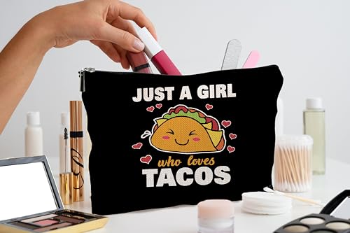Taco Gifts for Lovers, Makeup Bag, Food Cosmetic Bag With Zipper, Just A Girl Who Loves Tacos, Birthday Gifts2