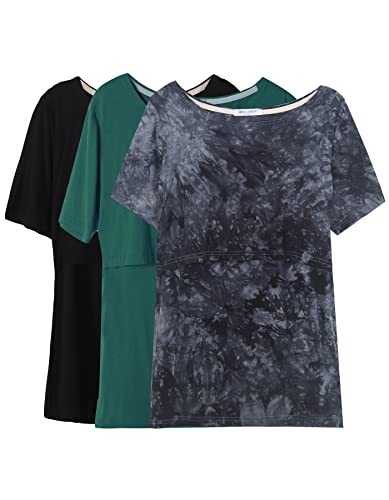 Image of Smallshow Women's Maternity Nursing Tops Short Sleeve Breastfeeding Clothes