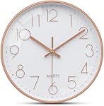 WISKALON Horloge murale, horloges murales silencieuses 8 Inch-Modern Non Ticking Horloge analogique décoratif pour la salle de bains de bureau de cuisine (Rose Gold)