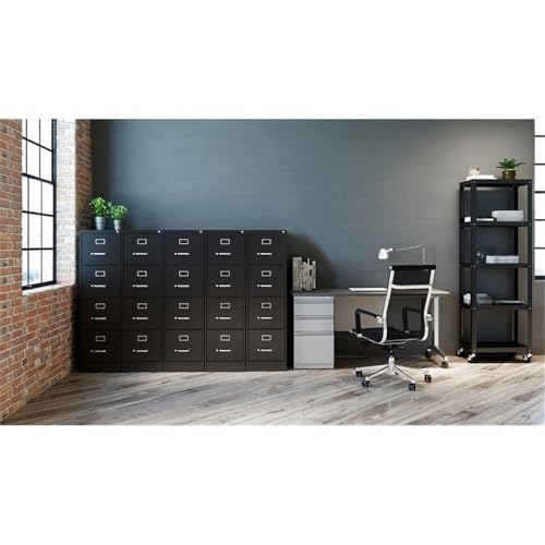 Scranton & Co 4 Drawer Metal Vertical File Cabinet with Lock, 22" Deep, Letter Size, Home/Office, Preassembled, Commercial Grade, Black Finish