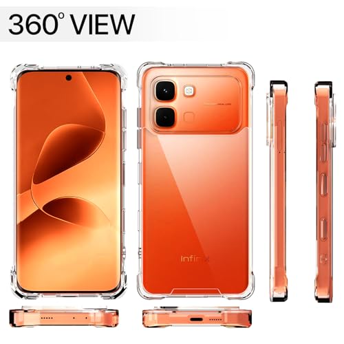 Image of Amazon Basics Back Cover for Infinix Note Edge 5G PC + TPU Clear Transparent Raised Edges Shockproof Protective Phone Bumper Case (Transparent)