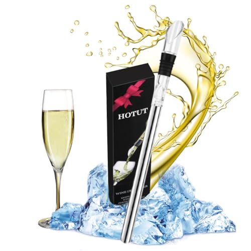 HOTUT Enfriador Botellas Vino con Varilla de Enfriamiento, Barra de Enfriamiento para Botellas de Vino de Acero Inoxidable, Enfriador de Vino Antigoteo y Duradero para Los Amantes del Vino