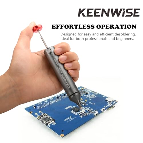 Image of High Suction Aluminum Solder Sucker: KeenWise No Clog Desoldering Pump with Durable Silicone Nozzle for Electronics & PCB Repair (KW-DS-368B)