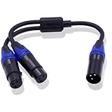 Poyiccot XLR 分岐ケーブル 30cm、XLR 3ピン (オス) to 2(メス) Y型 マイクケーブル、DMXケーブル分岐 パッチコード マイク録音用 プロ録音 コンデンサマイク等