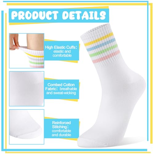 Jspupifip 6 Pair Retro Striped Socks for Women, Vintage Soft Comfortable Tube Fashionable Casual Crew Calf Sock for Girls and Ladies2