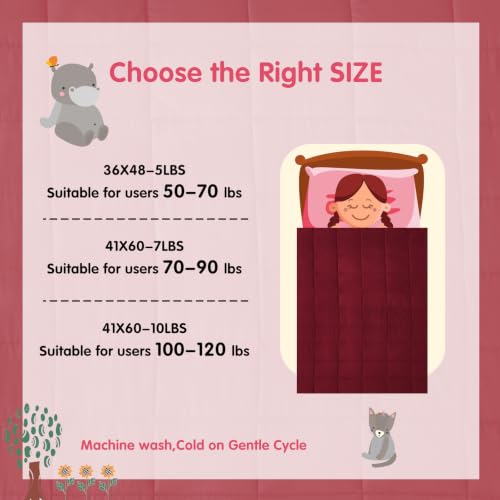 Image of yescool Weighted Throw Blanket 7lbs, 41 inch x 60 inch, Red | Cooling Heavy Blanket , Perfect for 60-80 Lbs, Breathable Blanket With Premium Glass Bead, Machine Washable