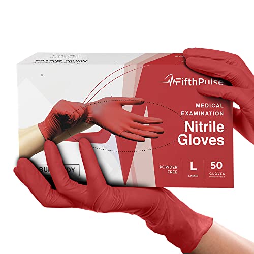 Light Burgundy Nitrile Disposable Gloves - 50 Count - 3 Mil Nitrile Gloves Large - Powder and Latex Free Rubber Gloves - Surgical Medical Exam Gloves - Food Safe Cooking Gloves