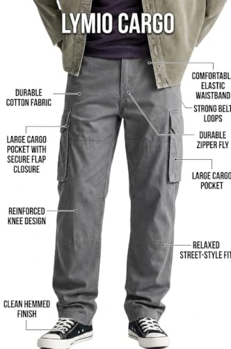 Image of Lymio Cargo for Men | Cotton Cargo Pant | Drawstring Waist Pant (Available Also Plus Size) (46-49)