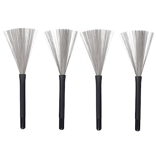 Abaodam 2 Pairs Stable Sturdy Steel Wire Drum Brush Retractable Drum Wire Sticks for