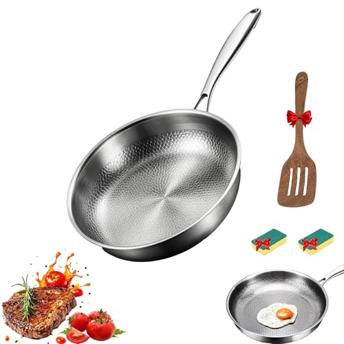 Generisch Titanová pánev, titanová tepaná pánev pro s poklicí, titanová pánev, zesílená, ultra odolná, prémiová nepotažená titanová pánev pro kuchyňské vaření (poklička není součástí balení, 30 cm)