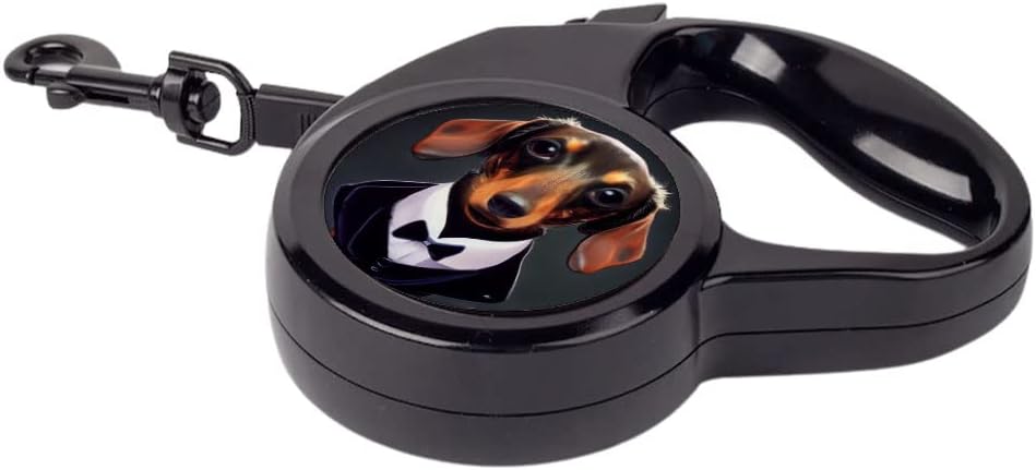 Funny Dachshund Art Retractable Pet Leash - Colorful Leash - Dog Art Dog Leash - 118 inches