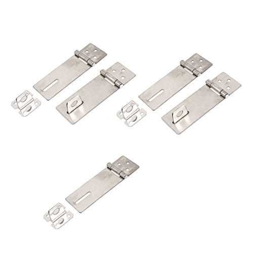 Aexit 5 Sets Clothes Hangers Security Hasp Staple Cupboard Gate Shed Latch Lock Children's Clothes Hangers for Padlocks