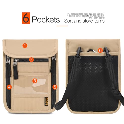 Image of Neck Wallet Lightweight RFID Blocking Waterproof Travel Pouch Passport Wallets for Women Men