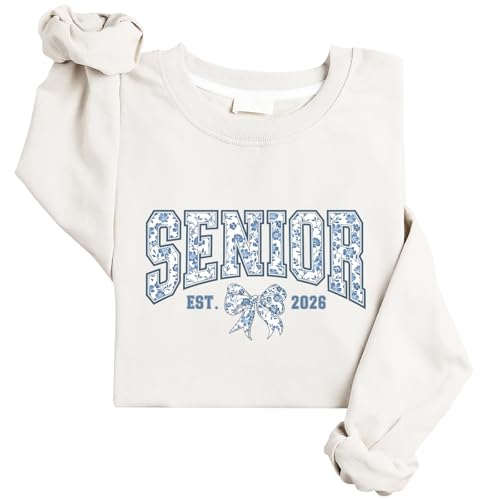 Senior 2026 Sweatshirt Florals Senior Sweatshirt Blue Bow Sweaters - Main Image